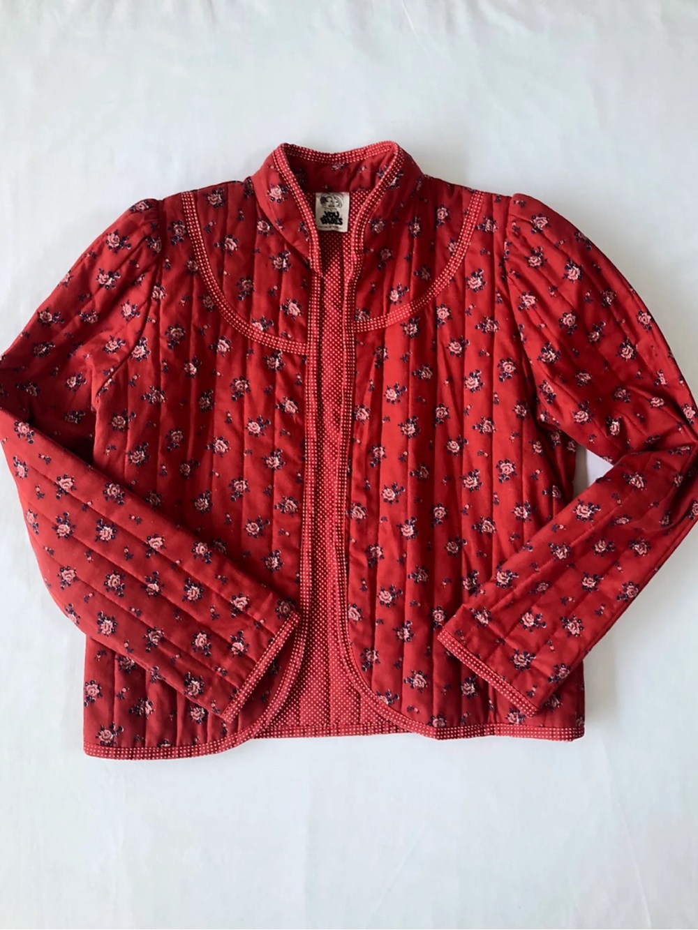 Red white blue summer Americana Vintage quilted jacket 70s medium youbabes